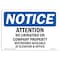 Signmission Safety Sign, OSHA Notice, 10" Height, Attention No Urinating On Company Sign, Portrait OS-NS-D-710-V-10214 - alternate 1